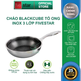 Chảo sâu lòng Blackcube tổ ong cao cấp FIVESTAR Plush 3 lớp đáy liền inox 304 siêu bền
