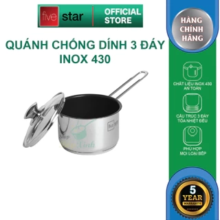 Quánh 3 đáy inox 430 Fivestar Standard nắp kính bếp từ ( 12cm/14cm/16cm )