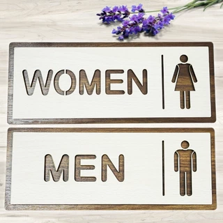 Bảng Gỗ Trang Trí Chỉ Dẫn Toilet Phong Cách Vintage FIVO Đa Dạng Nhiều Kiểu Dáng