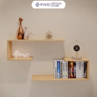 Kệ Để Sách Gỗ Treo Tường Đẹp Chữ J FIVO FB42, Gỗ Chống Ẩm, Thiết Kế Âm Tường, Đa Dạng Cách Trang Trí, Chịu Lực Tốt