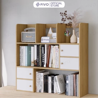 Kệ Sách Để Bàn Học FB21 FIVO Cao Cấp Màu Gỗ Và Walnut , Có Hộc Tủ Gắn Nam Châm, Dễ Dàng Lắp Ráp, Đa Dạng Mẫu Mã, Màu Sắc