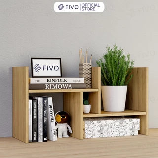 Kệ Sách Gỗ Mini Để Bàn Làm Việc FB24 FIVO, Lắp Ráp Đơn Giản, Với 8 Kiểu Dáng Điều Chỉnh