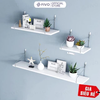 Kệ Sách Gỗ Treo Tường Trang Trí Decor FB40 FIVO Không Cần Khoan,Tặng Kèm Đinh Và Móc Treo Inox, Dễ Dàng Gắn Lên Tường