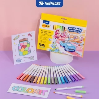 Bút lông màu Fiber Pen 20 màu Pastel Thiên Long Colokit SWM-C008 - Bút lông màu, bút dạ, bút highlight rửa được an toàn