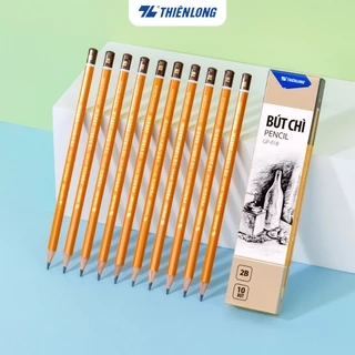 Combo 10 cây Bút chì gỗ lục giác Thiên Long GP-018- Độ cứng 2B- Thích hợp cho học sinh làm bài thi trắc nghiệm