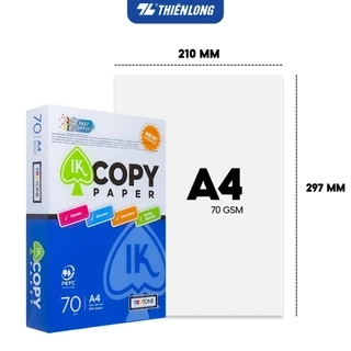 Giấy in A4, giấy photo 70gsm IK Copy 500 tờ - Giấy A4 500 tờ không gợn sóng, độ dày cao
