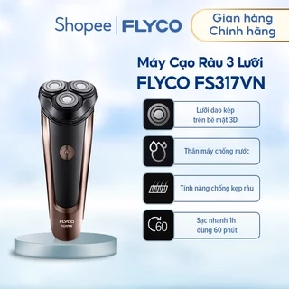 Máy Cạo Râu Flyco 3 Lưỡi Kép FS165VN Thân Máy Kháng Nước Sạc Nhanh 1 Giờ - Hàng Chính Hãng
