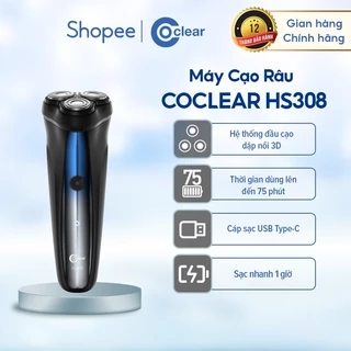 máy cạo râu điện Coclear HS308 Lưới dao kép 3D, sạc qua type-C, sạc nhanh,có dao cạo phần tóc mai, bảo hành 1 năm