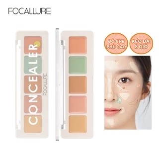 Bảng phấn che khuyết điểm FOCALLURE 5 màu độ che phủ cao dễ tán trọng lượng nhẹ 4.3g