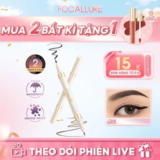 Bút kẻ mắt dạng lỏng FOCALLURE 2 đầu trong 1 khô nhanh chống nước không nhòe màu đen nâu 1.2g