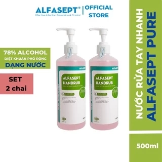 COMBO 2 Chai Nước Rửa Tay Khô ALFASEPT Handrub Thân Thiện Với Da, Giúp Diệt Khuẩn Nhanh Chóng Và Hiệu Quả Lọ 500ml