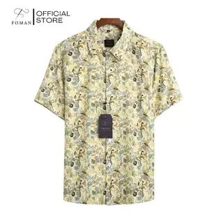 Áo sơ mi tay ngắn Nam FOMAN Hoạ tiết BARBA FLORAL vải Lụa Mango Cao cấp mềm mịn, thoáng mát, co giãn