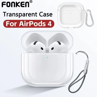 Vỏ bảo vệ trong suốt Fonken có vỏ bảo vệ TPU Carabiner cho Airpods 4 (2024)