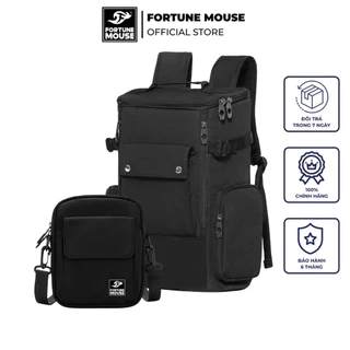 COMBO: Balo laptop dạng hộp đựng laptop 16inch Fortune Mouse B184+ Túi đeo chéo FV1