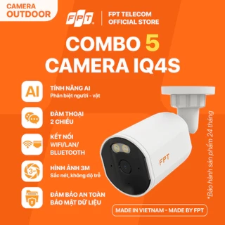 Combo 5 Cloud Camera IQ4S - Chính Hãng FPT - Công nghệ AI - Độ phân giải 3MP - Kháng Nước - Nhìn Đêm Có Màu