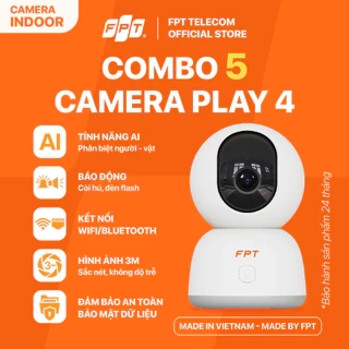 Combo 5 Cloud Camera Play 4 - Chính hãng FPT - Công nghệ AI - Độ phân giải 3MP - Quay 360 độ