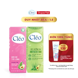 Bộ đôi Kem Tẩy Lông Cléo 50g dành cho da nhạy cảm và Gel Dưỡng Da Sau Tẩy Lông Cléo 50g