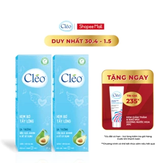 Combo 02 hộp Kem Tẩy Lông Cho Da Thường Cleo Avocado Hair Removal Cream Normal Skin 50g/hộp tẩy lông chân, tay, nách,...