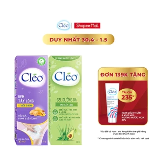 Combo Kem Tẩy Lông Chuyên Vùng Viền Bikini Cléo Avocado Hair Removal Bikini Line 50G & Gel Dưỡng Dịu Da Sau Tẩy 50G