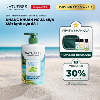 Sữa tắm NATUFRÈS Hawaiian Breeze Muối Biển và Trái Nhàu - Giúp giảm mụn, ngăn ngừa mụn cơ thể 250ml,450ml
