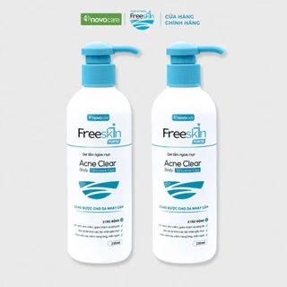 Combo 2 chai gel tắm ngừa mụn Novocare - Freeskin ngăn ngừa viêm nang lông, mụn viêm dùng cho da nhạy cảm 250ml