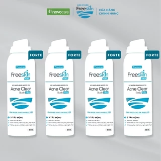 Combo 4 xịt mụn lưng, viêm nang lông, dày sừng nang lông, viêm da Novocare - Freeskin, sạch mụn, mờ thâm, sáng da 80ml