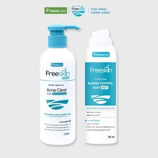 Combo Gel tắm Freeskin Acne Clear Body Shower Gel & Xịt thâm Freeskin Blemish Control Body Mist 80ml