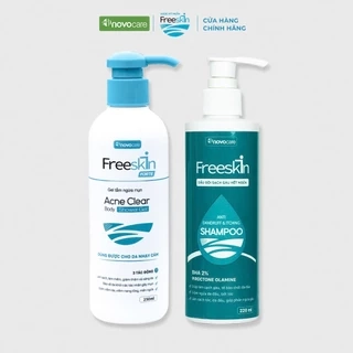 Combo Gel tắm ngừa mụn Freeskin 250ml & Dầu gội sạch gàu hết ngứa 220ml