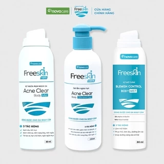 Combo Xịt mụn Freeskin 80ml & Gel tắm Freeskin 250ml & Xịt thâm 80ml