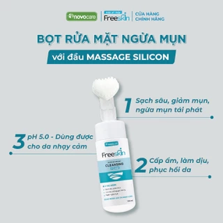 Bọt rửa mặt ngừa mụn BHA thế hệ mới sạch sâu, giảm mụn, sáng da Novocare - Freeskin Cleansing Foam