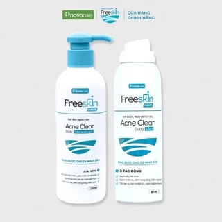Combo Xịt mụn Freeskin Acne Clear Body Mist 80ml & Gel tắm Freeskin Ance Clear Body Mist 250ml