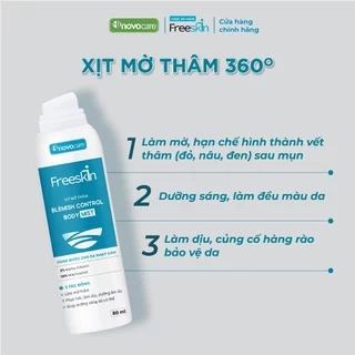 Xịt mờ thâm 360 độ Novocare - Freeskin Blemish Control Body Mist 80ml