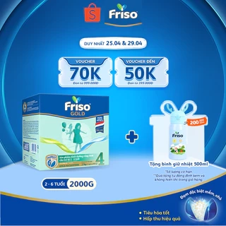 [Tặng Bình Giữ Nhiệt 500ml] Sữa Bột Friso Gold 4 Hộp Giấy 2kg