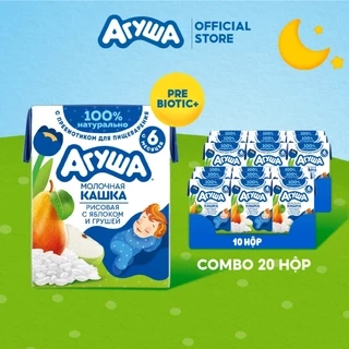 Combo 20 hộp Sữa đêm ăn dặm tăng cân giúp bé phát triển trí não và thị giác gạo sữa vị táo lê Agusha 200ml/h