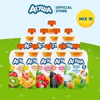 Thùng 10 Gói Trái cây nghiền mix vị Agusha 90g/gói dành cho bé từ 6 tháng trở lên