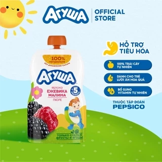 Trái cây nghiền vị táo, mâm xôi đen và mâm xôi đỏ Agusha 90g dành cho bé từ 5 tháng trở lên