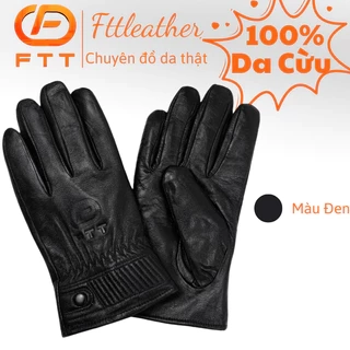 Găng tay da cừu nam FTT Leather lót lông bền bỉ giữ nhiệt tốt cam kết da thật GT02BL