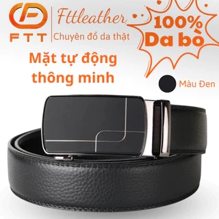 Thắt lưng da nam cao cấp FTT Leather dây da bò thật mặt trượt thông minh mẫu 3,5x110cm DF2204