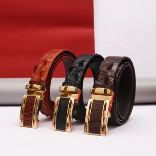 Thắt lưng nam FTT Leather da cá sấu loai dây liền 3.5cm nguyên bản, cam kết da thật 100%