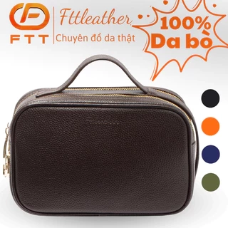 Túi cầm tay nam kết hợp đeo chéo Golf FTT Da bò 2 ngăn khóa kéo và khóa số kích thước 25.5x15x9cm