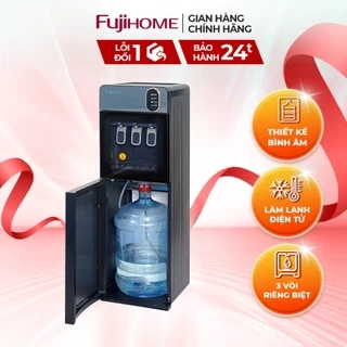 Cây nước nóng lạnh FUJIHOME WD2002E làm lạnh điện tử, có ngăn để cốc chén, tiết kiệm điện năng
