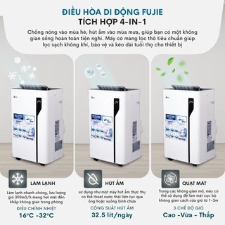 Máy điều hòa di động thông minh FujiE MPAC14 công suất 14000BTU Bảng điều khiển điện tử cảm ứng