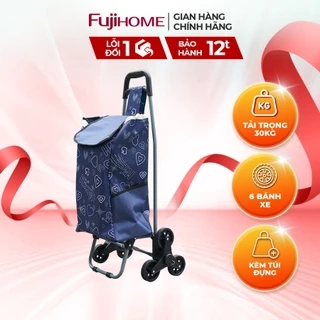 Xe kéo đi chợ nhập khẩu FUJIHOME ST-30D6 Tải trọng 30kg - 6 bánh leo cầu thang - kèm túi vải đi kèm