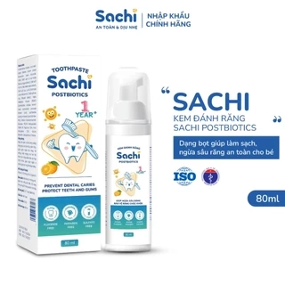 Kem Đánh Răng Sachi Postbiotics Dạng Bọt Giúp Làm Sạch, Ngừa Sâu Răng 80ml An Toàn Cho Bé