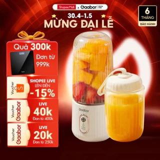Cốc xay sinh tố cầm tay kèm ly đôi 350ml + 280ml pin sạc cổng USB nhỏ gọn Gaabor FP03T-WH01A