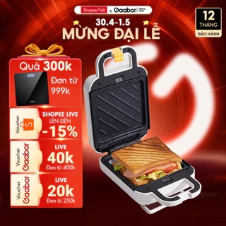 Máy kẹp sandwich GAABOR SM60M-WH01A công suất 600W thiết kế chống dính nướng bánh mì, rán trứng, nướng thịt tiện dụng