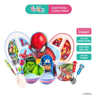 Bộ Tô Đĩa Muỗng Đũa Khay ăn cơm Disney Cho Bé (Spiderman,Captain, Ironman, Thor, Hulk)