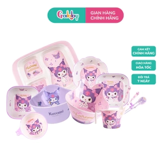 Dụng Cụ Ăn Dặm Hình Nhân Vật Hoạt Hình Kuromi Tô, Cốc, Khay Cho Bé Chất Liệu Nhựa Melamine Cao Cấp