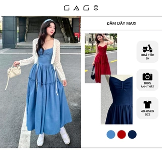 Đầm Maxi GAGO Brand 3 Tầng Đầm 2 Dây Form Rộng Xòe Mocking Thời Trang Nữ GG4991