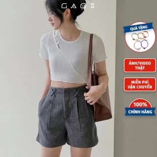 Áo croptop thun nút chéo ngực thời trang GAGO màu trắng/ đen GA4165 4166